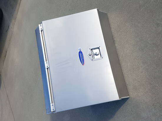 Tapered Front Toolbox (500H x 500D x 600L) - 4mm Aluminium, Single Stainless Steel Door