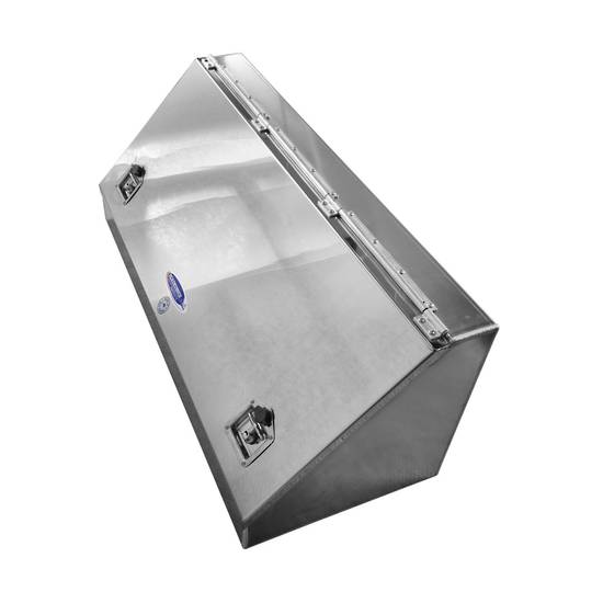 Tapered Front Toolbox (500H x 500D x 1200L) - 3mm Aluminium, Single Stainless Steel Door