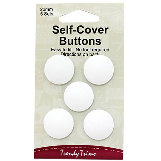 Self Cover Buttons White 19mm