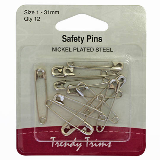 Safety Pins Size 1 - Nickel