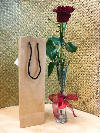 Rose in Vase with Chocolate Heart