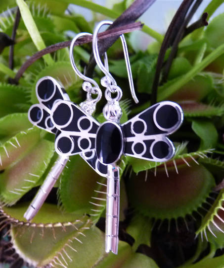 Black dragonfly earrings