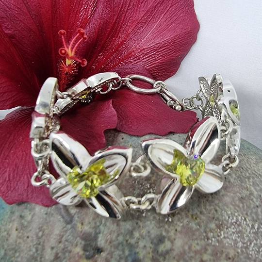 Sterling silver yellow gemstone bracelet