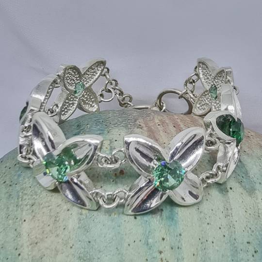 Sterling silver green gemstone bracelet