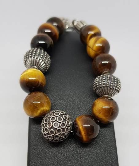 Tigers eye and silver beaded bracelet - made in NZ