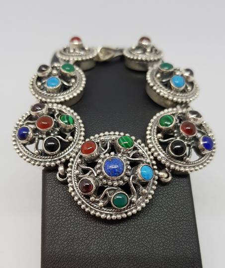 Sterling silver natural gemstone bracelet