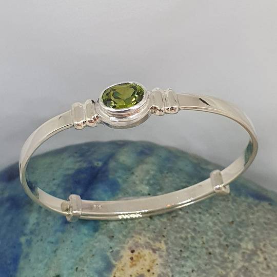 Sterling silver August birthstone baby bangle