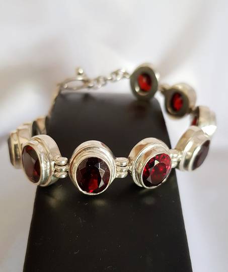 Gorgeous Sterling Silver Garnet Bracelet - now on sale