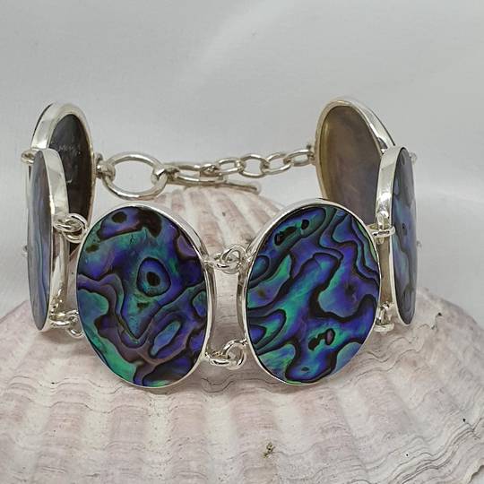 Sterling silver paua shell bracelet