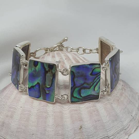 Sterling silver paua shell bracelet
