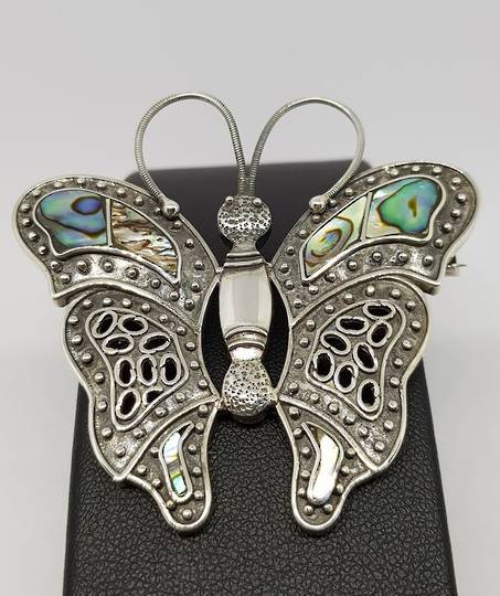 Sterling silver paua shell butterfly pendant/brooch