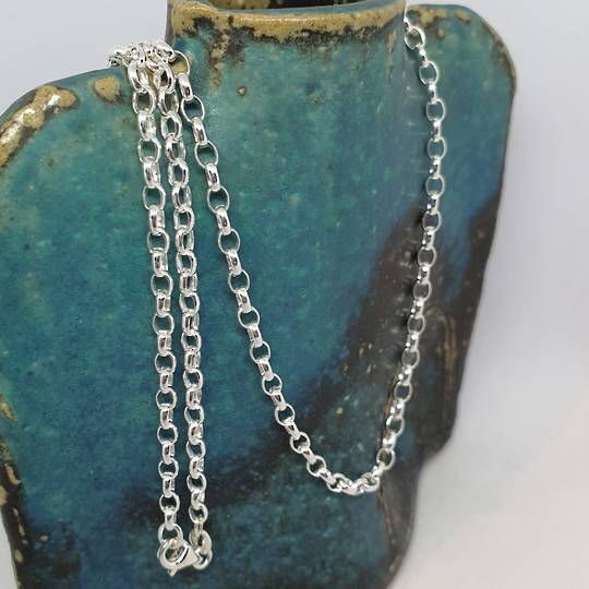 Sterling silver oval belcher chain, 45cms long