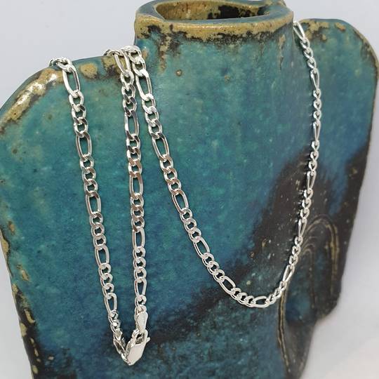 Sterling silver figaro chain, 60cms long