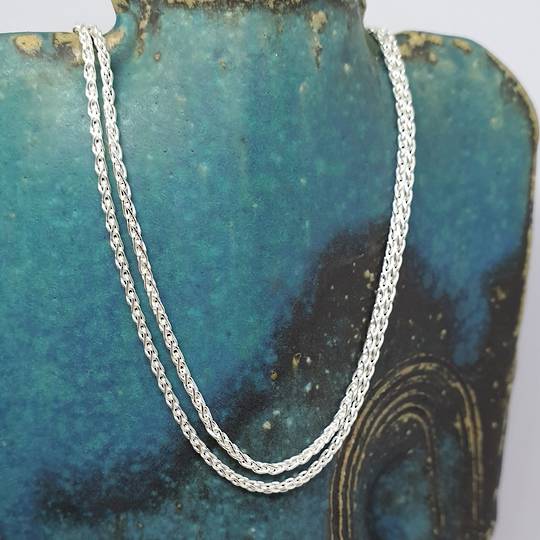 Fabulous long length sterling silver wheat chain, 70cms long