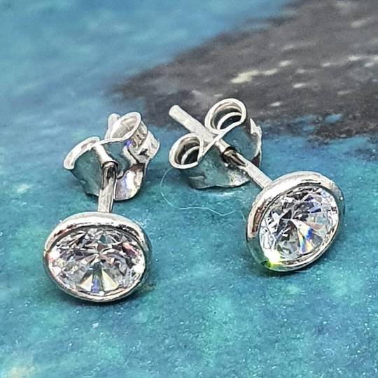 Silver cubic zirconia stud earrings
