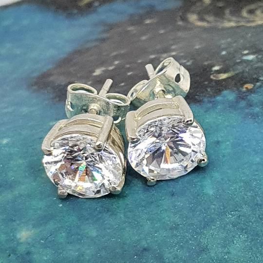 Silver cubic zirconia stud earrings