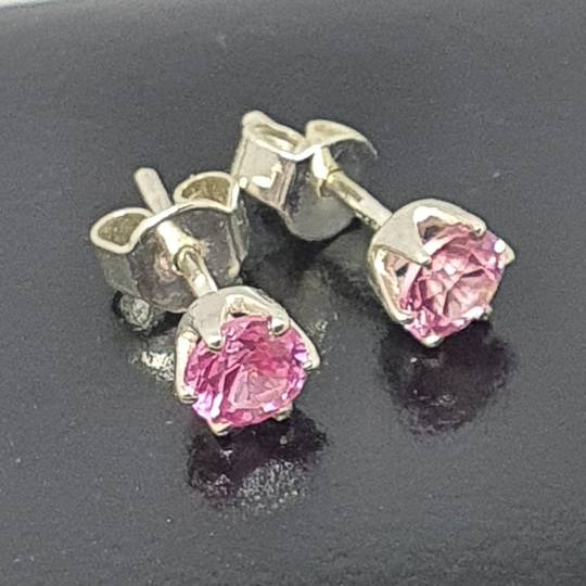 Sterling silver pink gemstone stud earrings