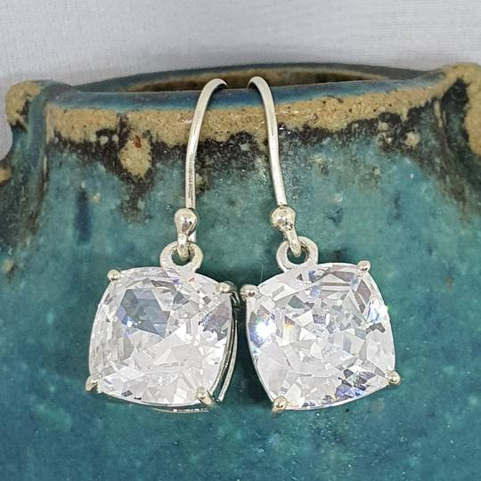 Princess cut cubic zirconia earrings