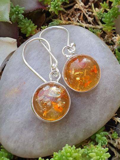 Silver Amber Earrings