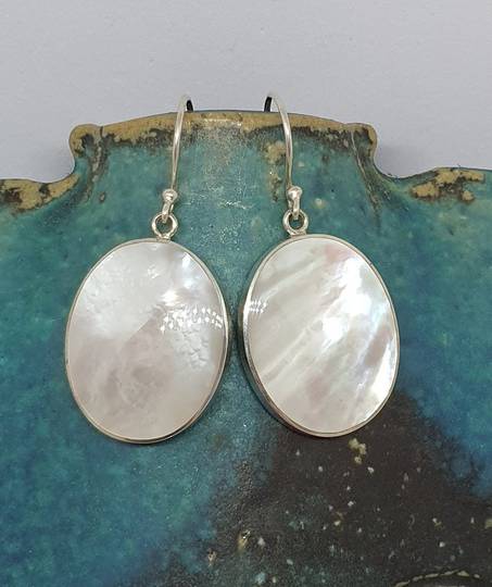 Mother of pearl large oval earrings