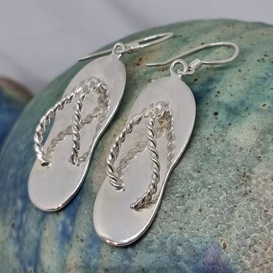 Large silver jandal earrings - SALE