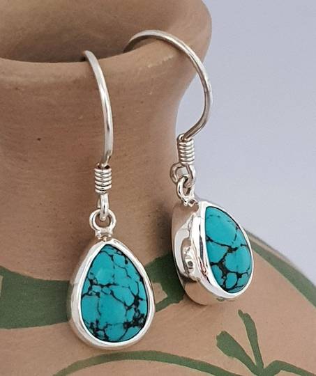 Sterling silver turquoise teardrop earrings