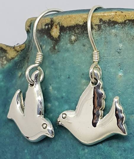Sterling silver dove earrings