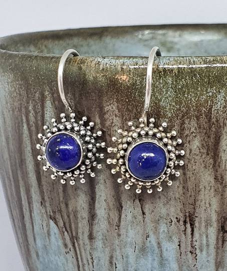 Sterling silver lapis lazuli hook earrings