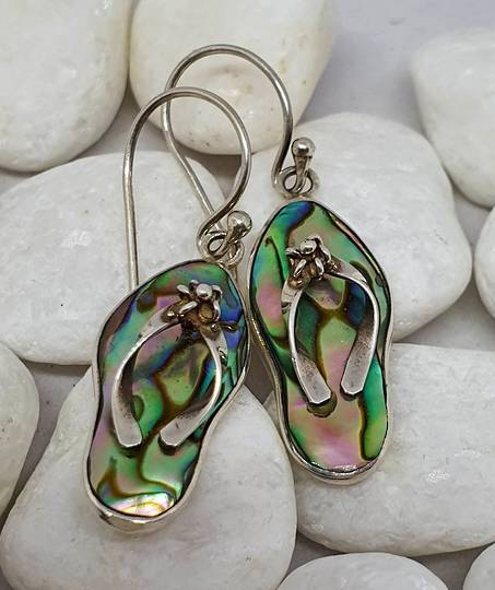 Silver Paua Shell Jandal Earrings