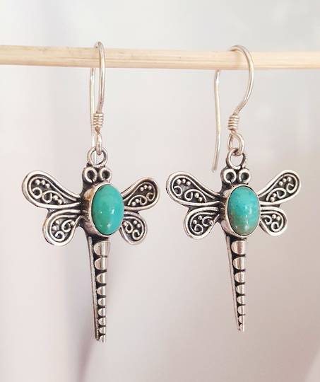 Sterling silver turquoise dragonfly earrings