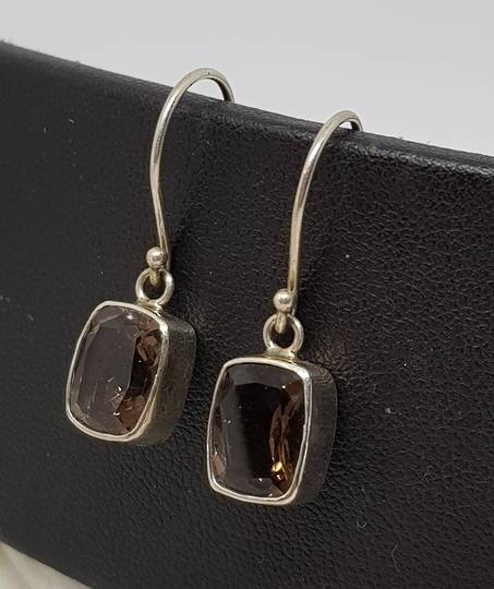 Smoky quartz silver earrings