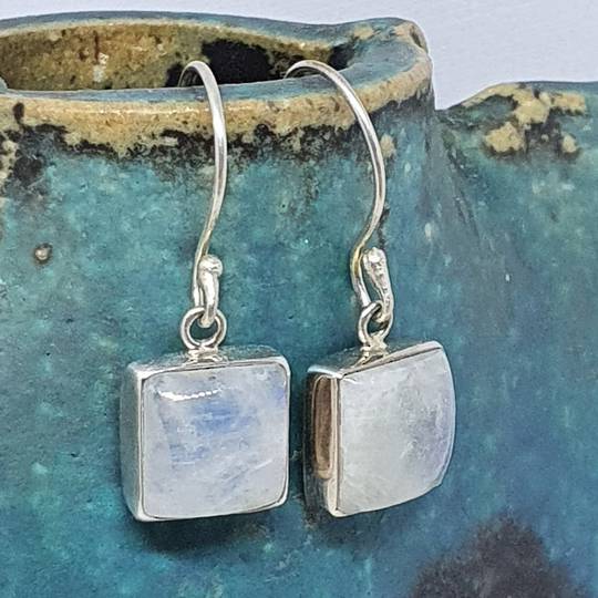 Square moonstone earrings