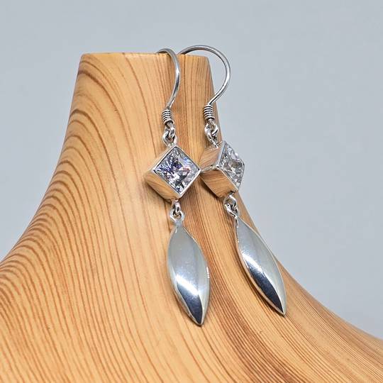 Long teardrop cubic zirconia earrings