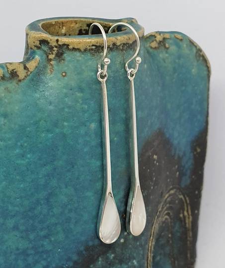 Mother of pearl long elegant hook earrings