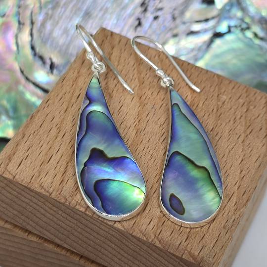 Silver paua shell earrings