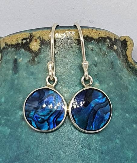 Cobalt blue - dyed paua silver earrings