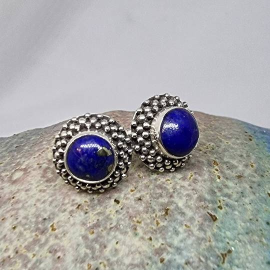 Silver lapis lazuli stud earrings