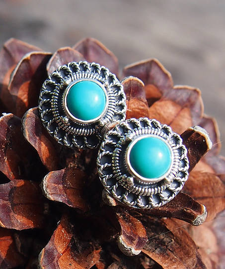 Silver turquoise stud earrings