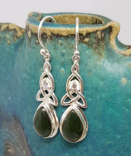 NZ greenstone (pounamu) silver earrings