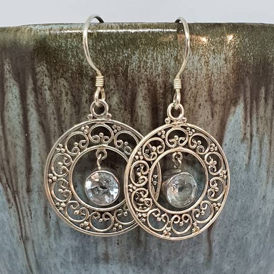 Sterling silver delicate blue topaz earrings