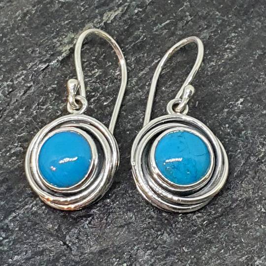Sterling silver turquoise earrings, hook style