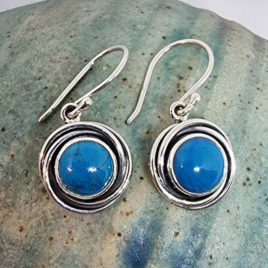 Sterling silver turquoise earrings, hook style