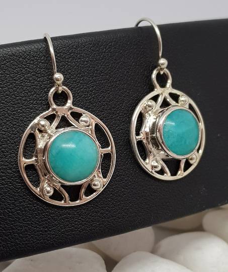 Sterling silver blue amazonite gemstone earrings