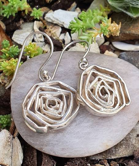 Sterling silver arty flower earrings