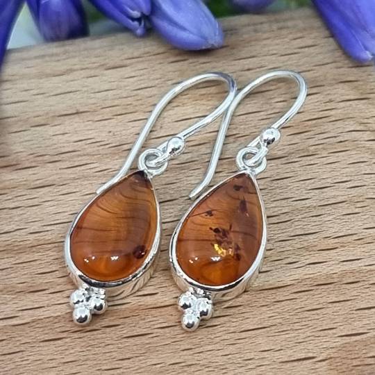 925 Sterling silver amber earrings