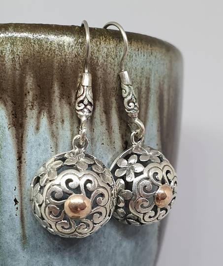 Sterling silver sphere earrings
