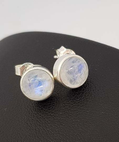 Silver moonstone stud earrings