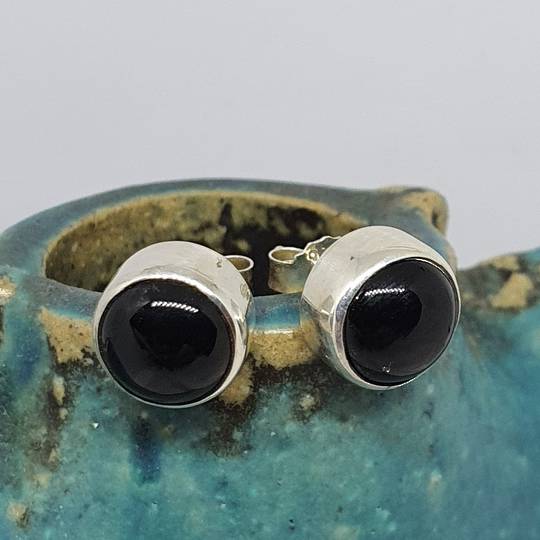 Sterling silver onyx stud earrings