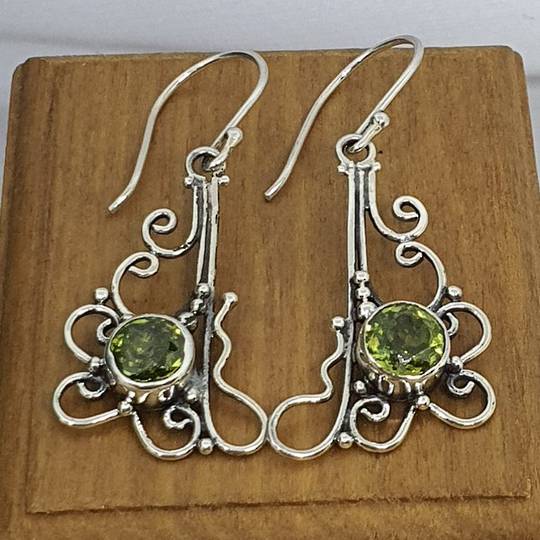 Sterling silver filigree peridot earrings