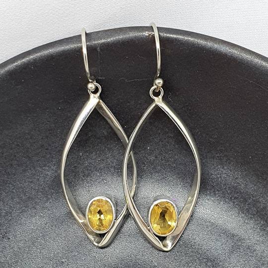 Silver citrine earrings